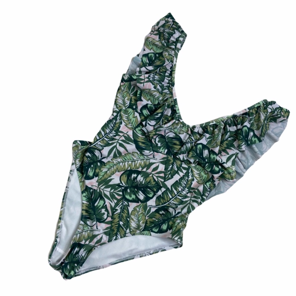 Cabana del Sol tropical print ruffles swimsuit M